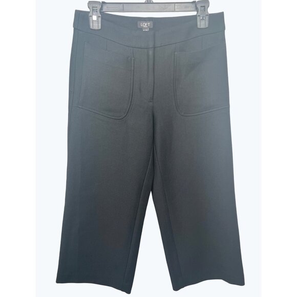 Loft Womens Petite Black Cropped Pants Cotton Viscose Blend Size 4P - Picture 1 of 13